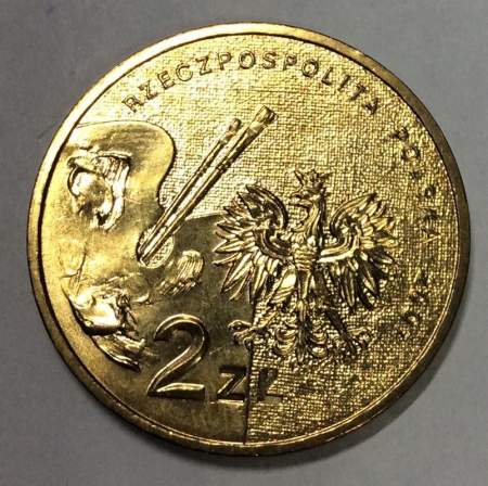 Монета 2 злотых Польша, серия «Польские художники» Леон Визольковски, 2007