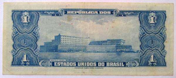 Банкнота Бразилия 1 крузейро 1964 года