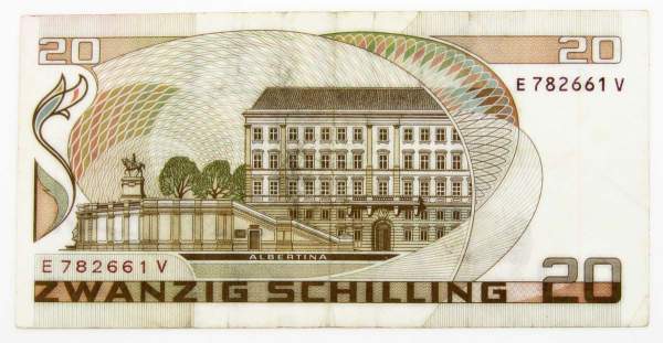 Банкнота 20 шиллингов 1986 года Австрия
