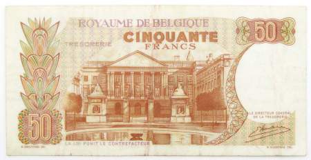 Банкнота 50 франков 1966 года Бельгия, арт 3