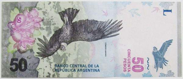 Банкнота Аргентина 50 песо 2018 года, арт 2