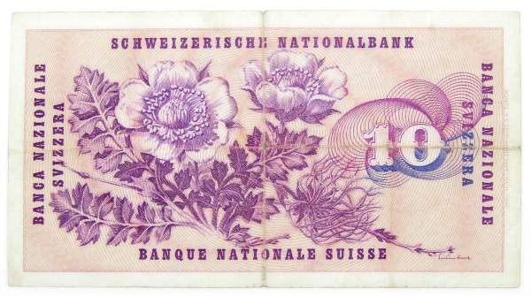 Банкнота 10 франков 1973 года Швейцария Банкнота 10 франков 1973 года Швейцария