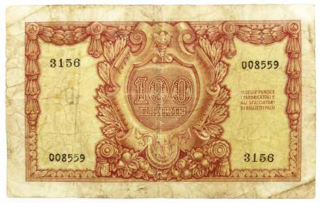 Банкнота 100 лир 1951 года Италия, арт 2