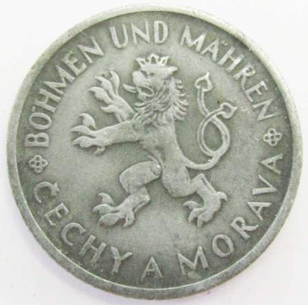 Монета 1 крона 1943 года Богемия и Моравия