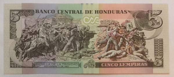 Банкнота Гондурас 5 лемпир 2014 года
