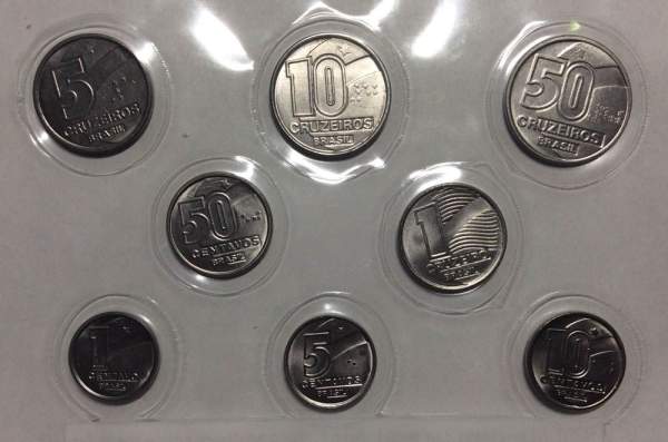 Набор регулярных монет Бразилии 1989-1992 гг, 8 монет