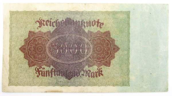 Банкнота 5000 марок 1922 года - Веймарская Республика, KM 78 Банкнота 5000 марок 1922 года - Веймарская Республика, KM 78