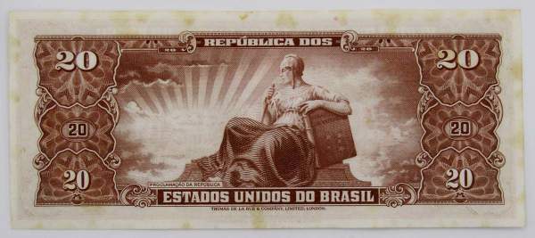 Банкнота Бразилия 20 крузейро 1962 года