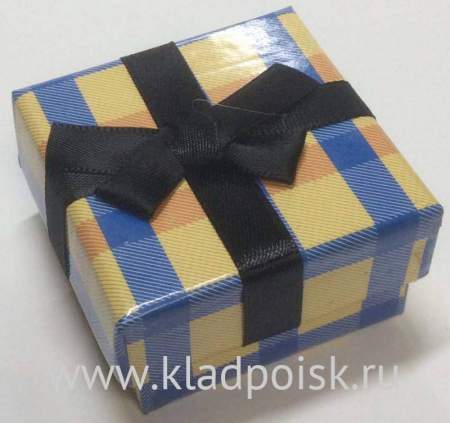 Коробка подарочная шотландка желто-голубая
