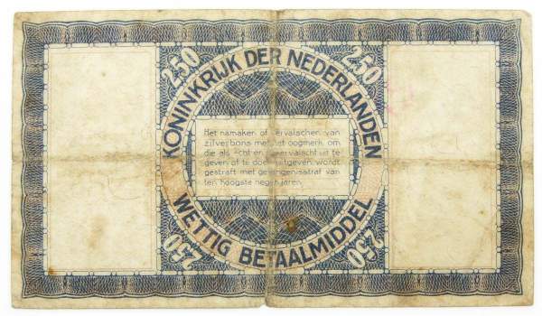 Банкнота 2 1/2 гульдена 1938 года Нидерланды