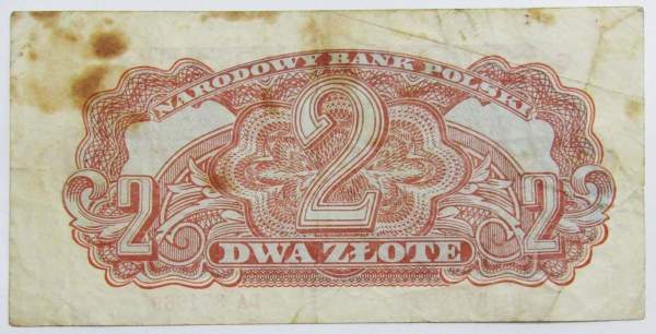 Банкнота 2 злотых 1944 года Польша