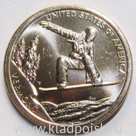 Монета 1 доллар США, Вермонт, Изобретение сноуборда серии Американские инновации и новаторы (2022) D