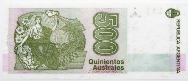 Банкнота 500 аустралей 1990 года - Аргентина