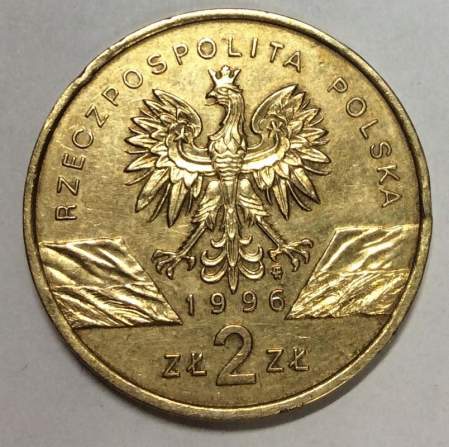 Монета 2 злотых Польша Ёж 1996
