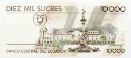 Банкнота 10000 сукре 1999 года Эквадор