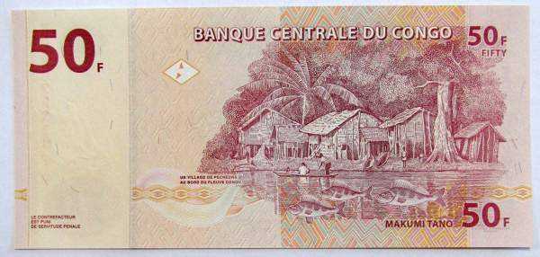 Банкнота Конго 50 франков 2007 года