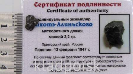 Индивидуальный экземпляр Сихотэ-Алиньского метеоритного дождя (арт 19)
