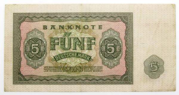 Банкнота 5 марок ГДР 1955 года Банкнота 5 марок ГДР 1955 года