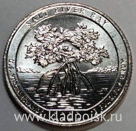 Монета 25 центов США Национальный исторический парк и экологический заповедник Бухта Соленой реки (2020) S