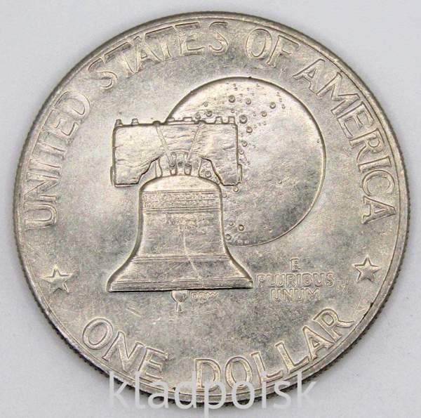 Монета 1 доллар США 1976 года (доллар Эйзенхауэра или Лунный колокол)