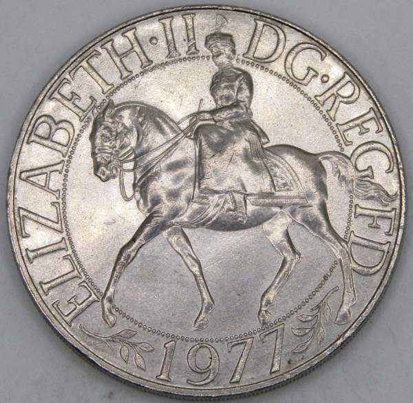 Монета 1 крона (25 новых пенсов) 1977 года Великобритания - 25 лет правления Елизаветы II