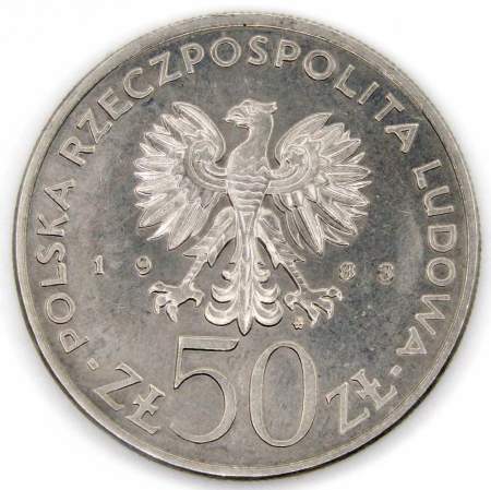 Монета 50 злотых Польша, Игнатий Лукасевич, 1983