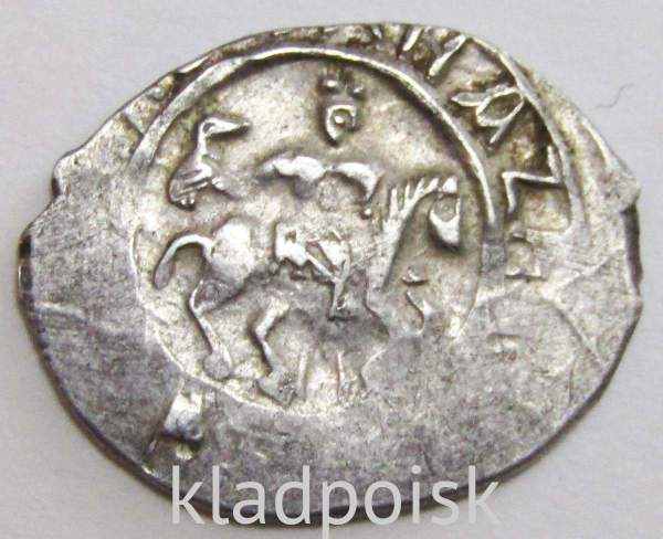 Денга Василий II Васильевич «Тёмный», серебро, Самсон/сокольник