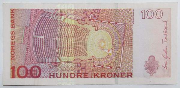 Банкнота 100 крон 2010 года Норвегия Банкнота 100 крон 2010 года Норвегия
