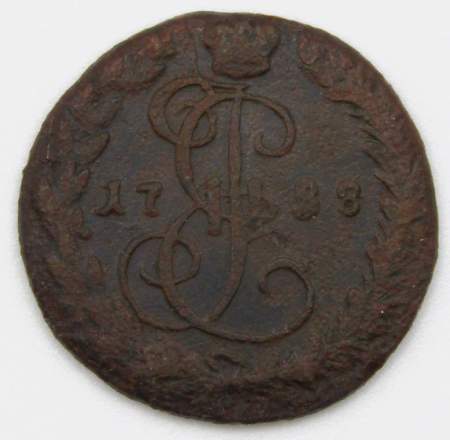 Монета 1 денга 1788 года КМ, Российская Империя, Екатерина II