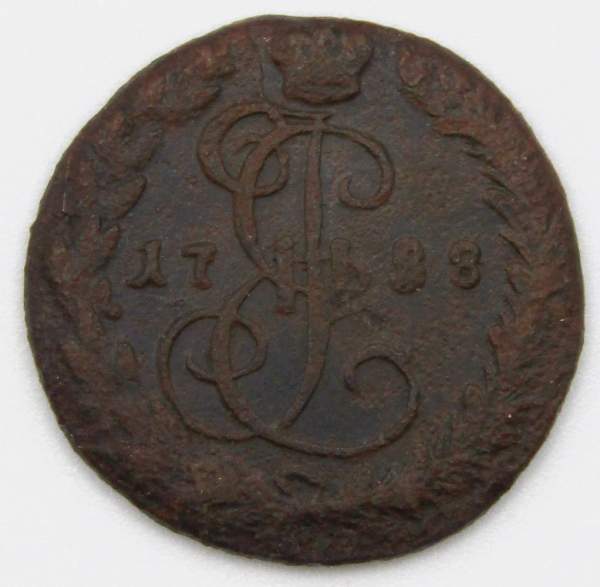 Монета 1 денга 1788 года КМ, Российская Империя, Екатерина II Монета 1 денга 1788 года КМ, Российская Империя, Екатерина II