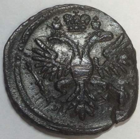 Монета 1 денга 1731 года, Российская Империя, Анна Иоановна, перечекан (арт. 10)