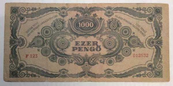 Банкнота 1000 пенгё 1945 года Венгрия