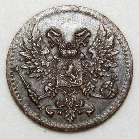 Монета 1 пенни 1917 г. для Финляндии (Николай II)