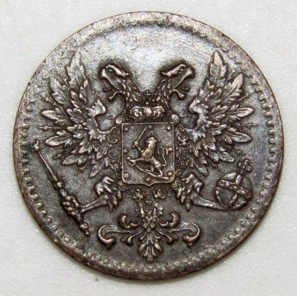 Монета 1 пенни 1917 г. для Финляндии (Николай II)