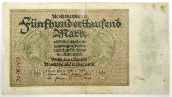 Банкнота 500000 марок 1923 года Банкнота 500000 марок 1923 года