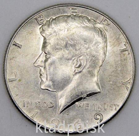 Монета 50 центов США «Кеннеди» 1969 года серебро 400 пробы, арт 6