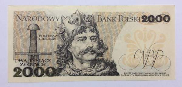 Банкнота 2000 злотых 1982 года Польша