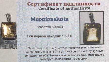 Подвеска из метеорита Муонионалуста (Muonionalusta) с позолотой (арт 11)