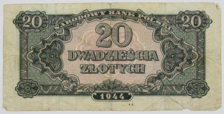Банкнота 20 злотых 1944 года Польша