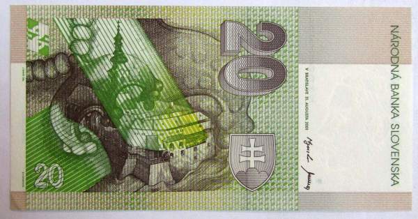 Банкнота 20 крон 2001 года Словакия Банкнота 20 крон 2001 года Словакия