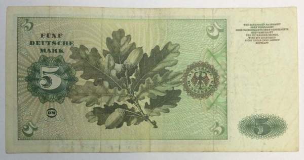 Банкнота 5 марок ФРГ 1960 года