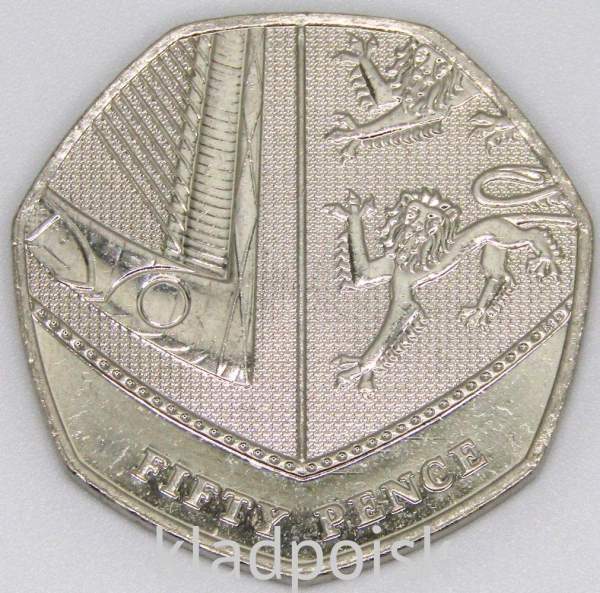 Памятная монета 50 пенсов 2019 года Часть герба Великобритании