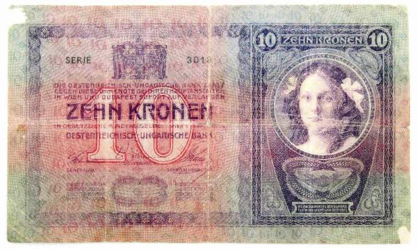 Банкнота 10 крон 1904 года Австрия