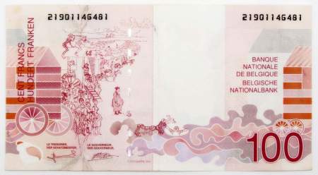 Банкнота 100 франков 1995-2001 г. Бельгия, арт 2
