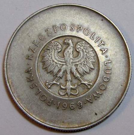 Монета 10 злотых Польша, 25 лет Польской Народной Республике, 1969