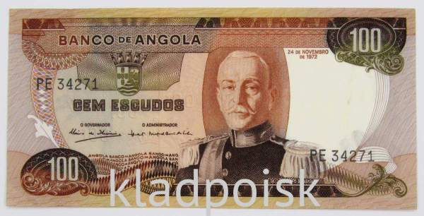 Банкнота 100 эскудо 1972 года Ангола