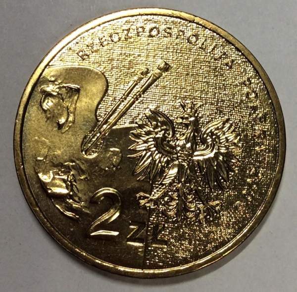 Монета 2 злотых Польша, серия «Польские художники» Тадеуш Маковски, 2005