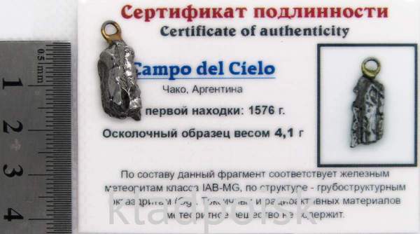 Подвеска из метеорита Campo del Cielo арт 21