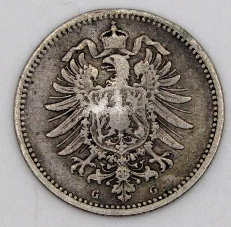 Монета 20 пфеннигов Германия 1876