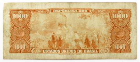 Банкнота 1 новый крузейро на 1000 крузейро 1966-1967 гг - Бразилия